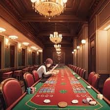 Mobile phone displaying live baccarat table with dealer and betting interface